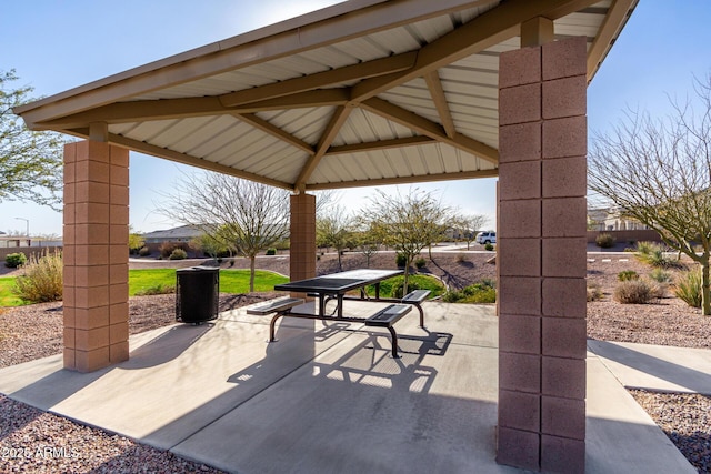 view of patio featuring a gazebo