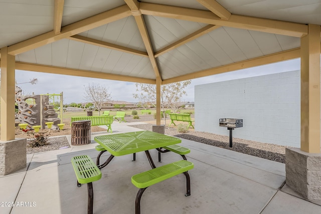 view of patio featuring a gazebo