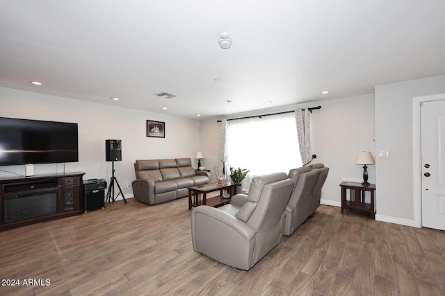 living room featuring light hardwood / wood-style floors