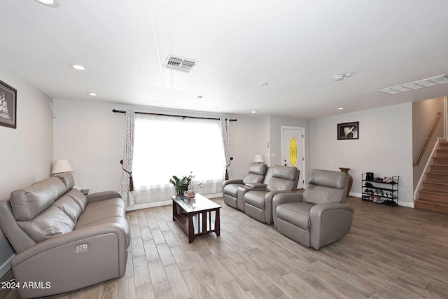 living room featuring light hardwood / wood-style floors