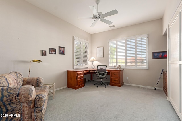 24801 N Vado Ct, Rio Verde, AZ 85263 - office with light carpet, baseboards, and ceiling fan