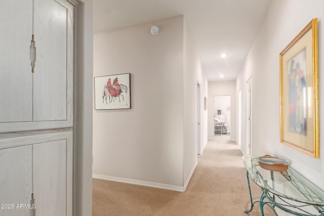 24801 N Vado Ct, Rio Verde, AZ 85263 - hall featuring light carpet, baseboards, and recessed lighting
