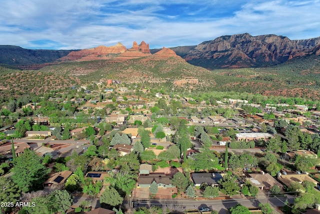 property view of mountains with a residential view