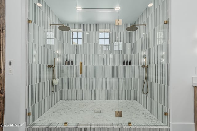 bathroom featuring a shower stall