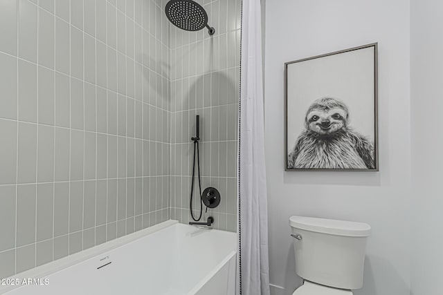 bathroom with a bathing tub and a shower with curtain