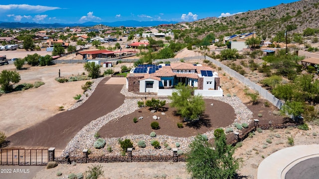 aerial view with a residential view and a mountain view