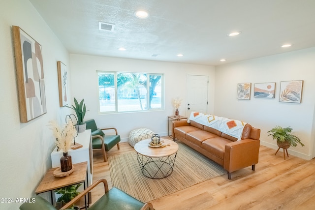 living room with light wood-type flooring