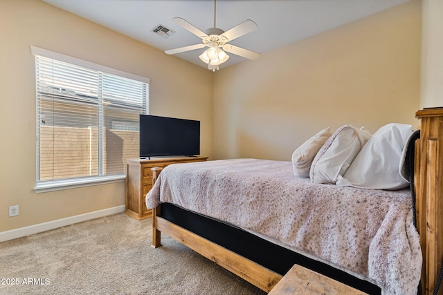 bedroom featuring carpet and ceiling fan