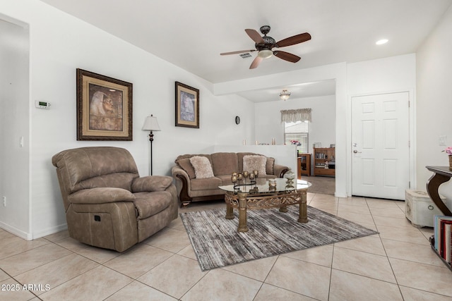 22403 W Harrison St, Buckeye, AZ 85326 - living room with a ceiling fan and light tile patterned flooring