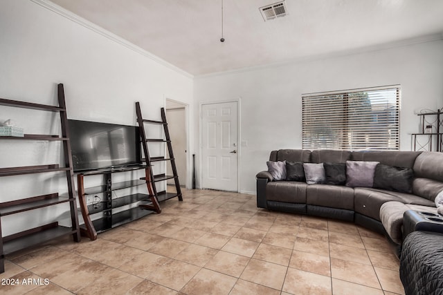 living room featuring ornamental molding