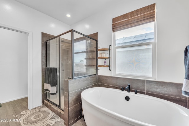 bathroom with independent shower and bath