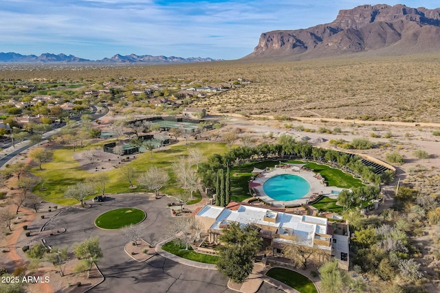 bird's eye view featuring a mountain view