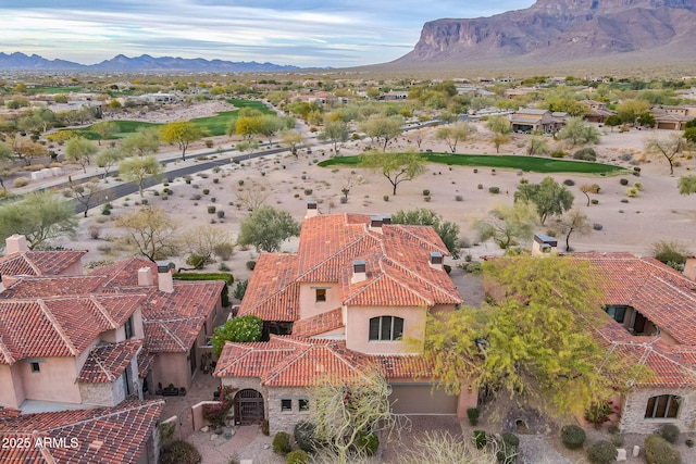 birds eye view of property with a mountain view