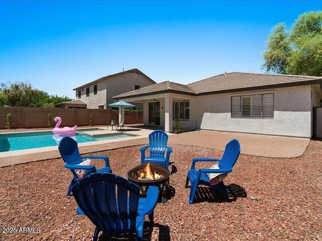 271 W Roadrunner Dr, Chandler, AZ 85286 - exterior space with a fenced in pool, a fenced backyard, a fire pit, and a patio