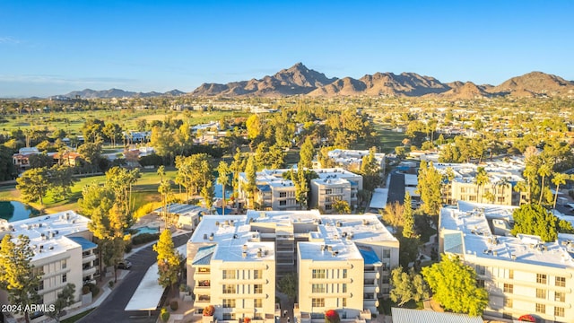 bird's eye view with a mountain view