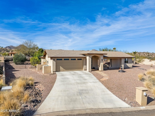 ranch-style home with a garage