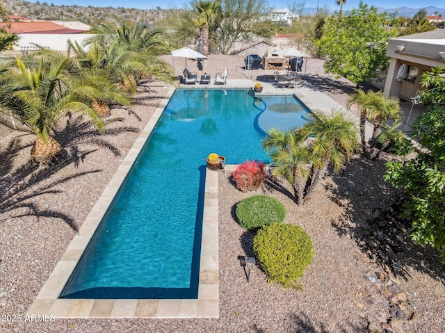 view of swimming pool featuring a patio area