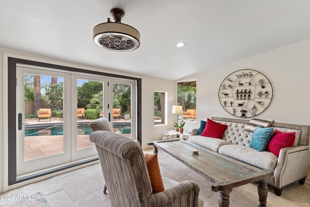 living room featuring french doors