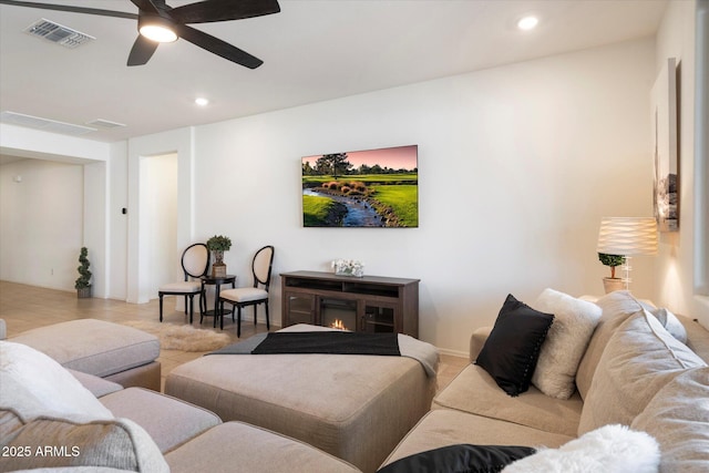 17140 W Running Deer Trl, Surprise, AZ 85387 - living room with ceiling fan and recessed lighting