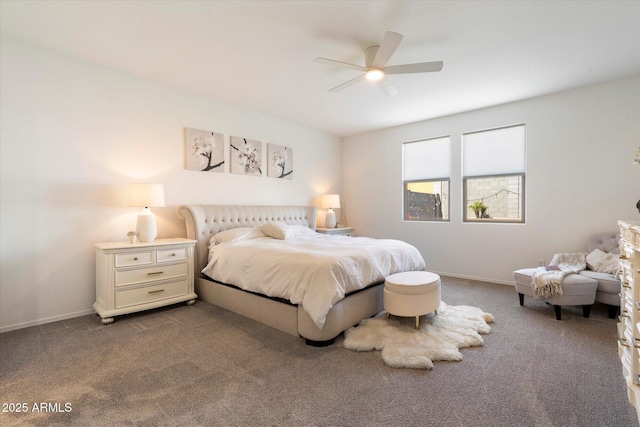 17140 W Running Deer Trl, Surprise, AZ 85387 - bedroom with dark carpet, baseboards, and a ceiling fan