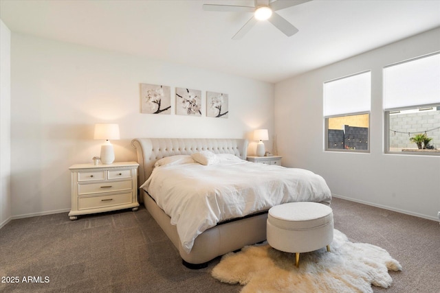 17140 W Running Deer Trl, Surprise, AZ 85387 - bedroom featuring dark colored carpet, baseboards, and ceiling fan