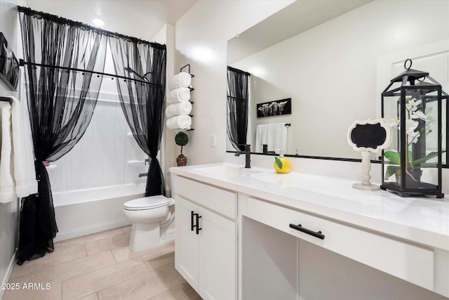 17140 W Running Deer Trl, Surprise, AZ 85387 - full bathroom with toilet, shower / bathtub combination with curtain, and vanity