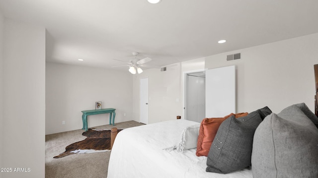 455 N Tegner St Unit 59, Wickenburg, AZ 85390 - carpeted bedroom with recessed lighting and ceiling fan