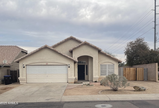 view of front of property with a garage