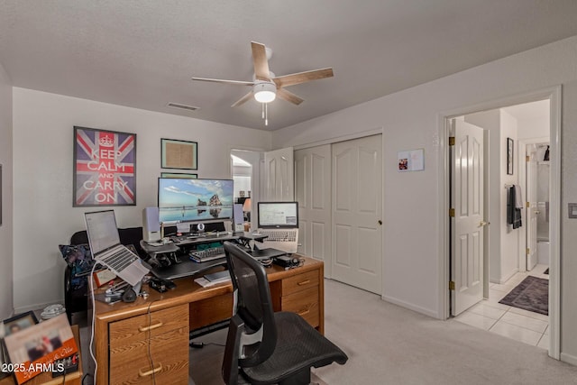4648 W Misty Willow Ln, Glendale, AZ 85310 - office space featuring a ceiling fan, light carpet, and baseboards