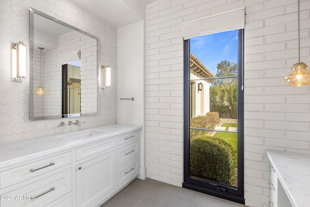 bathroom featuring vanity and tile patterned flooring