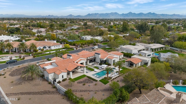 aerial view with a mountain view