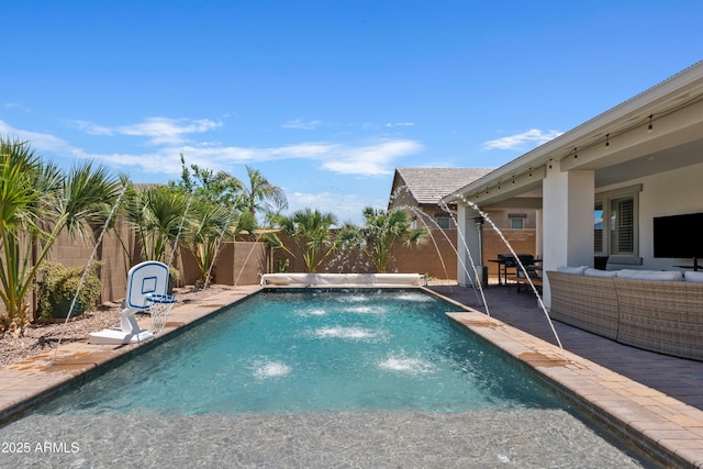 1500 E Sagittarius Pl, Chandler, AZ 85249 - view of pool featuring an outdoor hangout area, a fenced backyard, and a patio