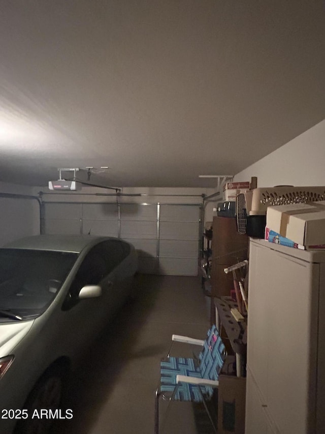 garage featuring refrigerator