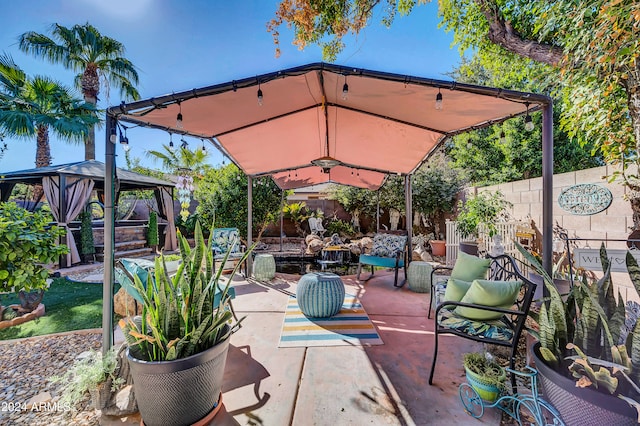 view of patio / terrace featuring a gazebo