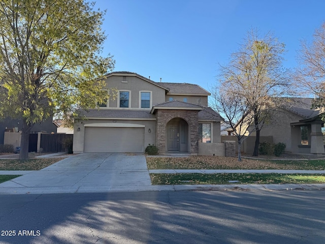 view of front of property featuring a garage