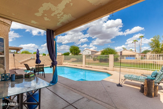 view of swimming pool with a patio area