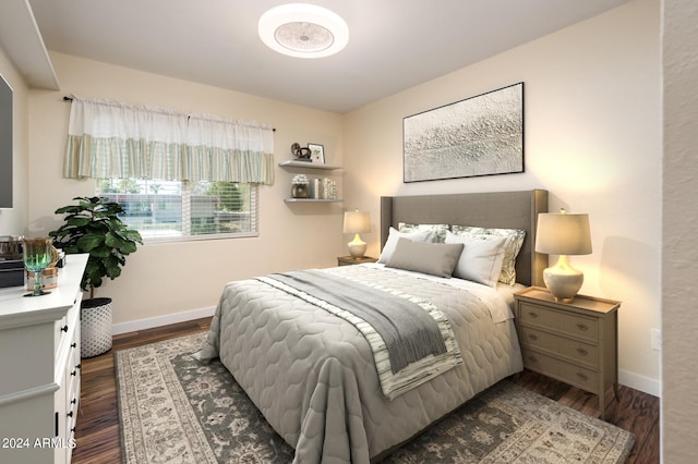 bedroom featuring dark hardwood / wood-style flooring