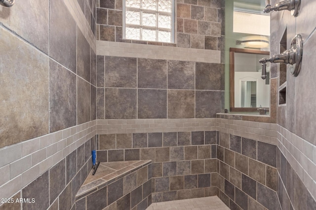 full bathroom with tiled shower