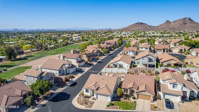 bird's eye view with a residential view and a mountain view