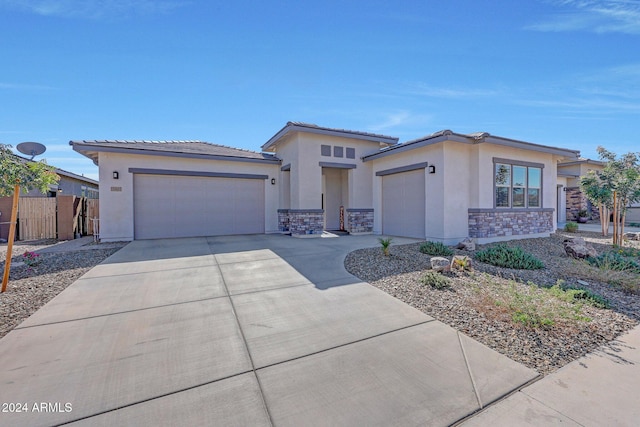 prairie-style house with a garage