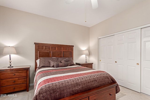 bedroom with a closet and ceiling fan