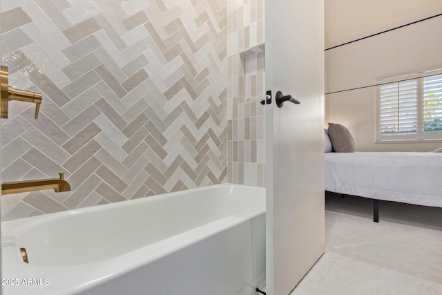 7710 E Gainey Ranch Rd Unit 142, Scottsdale, AZ 85258 - ensuite bathroom featuring a tub to relax in, tile patterned floors, and a shower