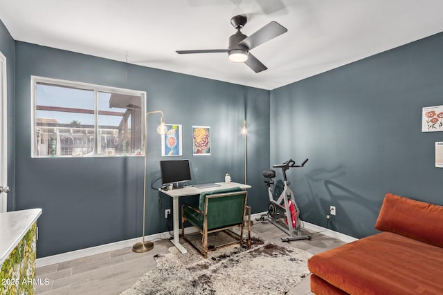 6739 N 16th St Unit 14, Phoenix, AZ 85016 - home office with wood finished floors and ceiling fan