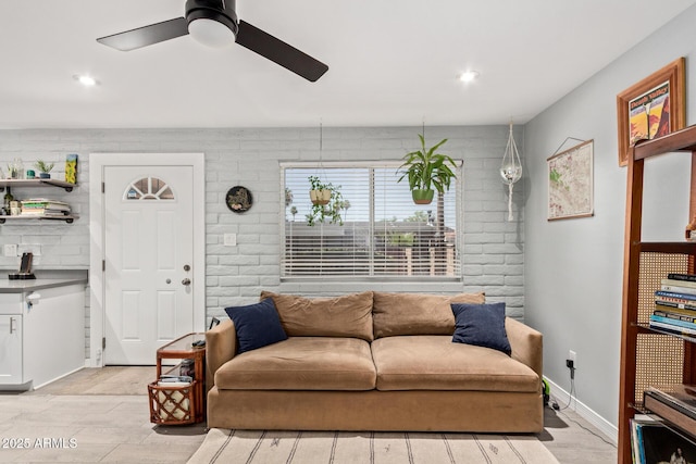 6739 N 16th St Unit 14, Phoenix, AZ 85016 - living area featuring a ceiling fan, light wood-type flooring, and recessed lighting