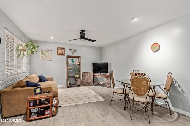 6739 N 16th St Unit 14, Phoenix, AZ 85016 - living area featuring a ceiling fan, wood finished floors, and recessed lighting