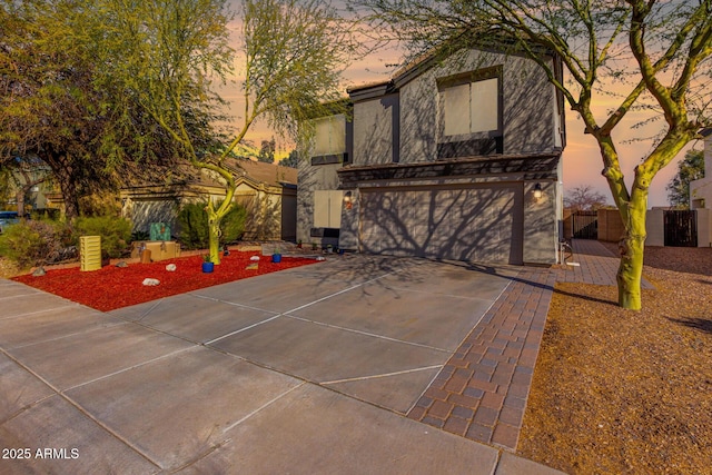 view of front facade featuring a garage