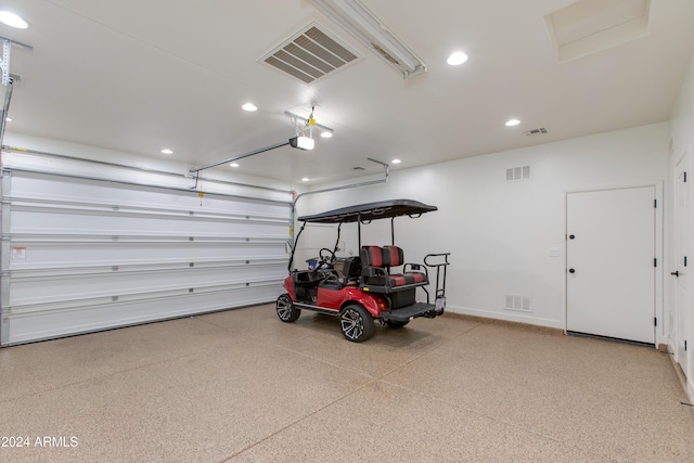 garage with a garage door opener