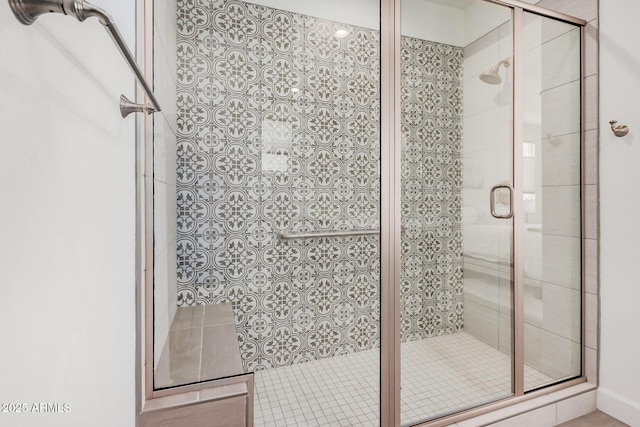 bathroom featuring a stall shower