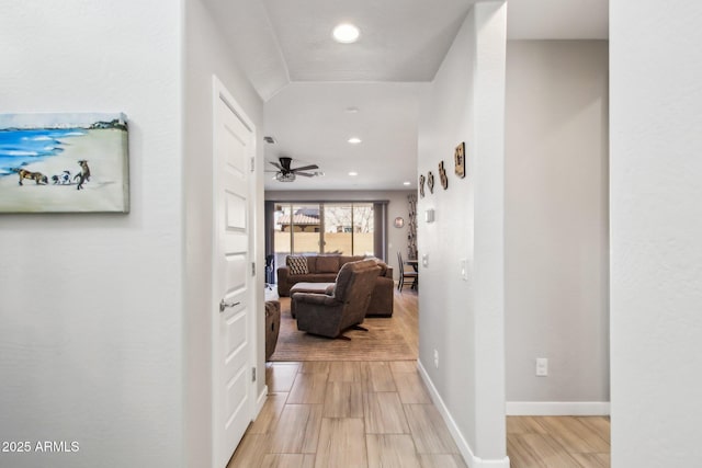 hall featuring light wood-type flooring