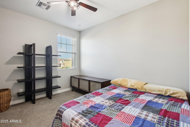 bedroom with carpet and ceiling fan
